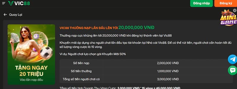 Khuyến mãi nạp đầu Vic88